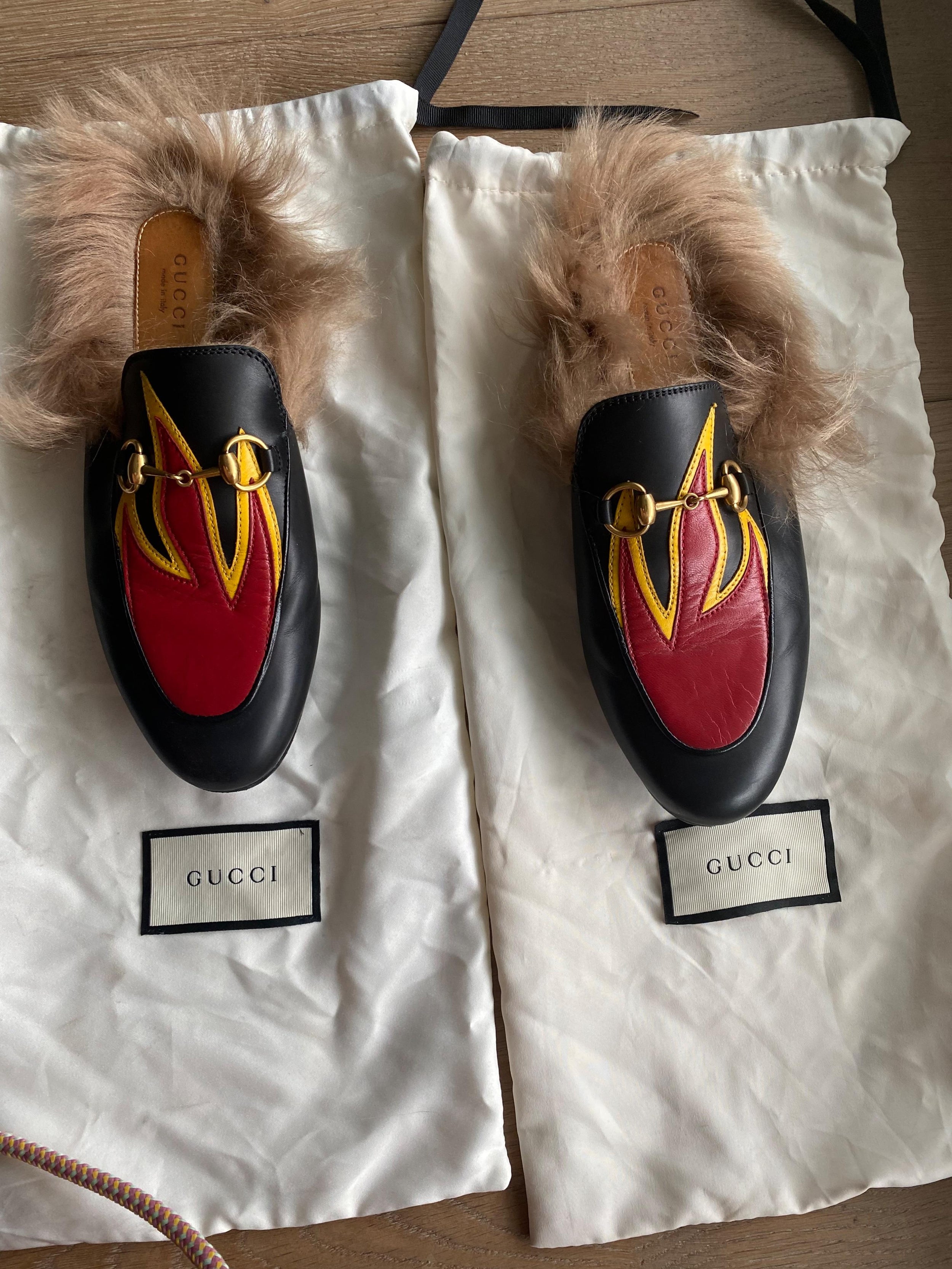 Black & red applique leather Princetown loafers