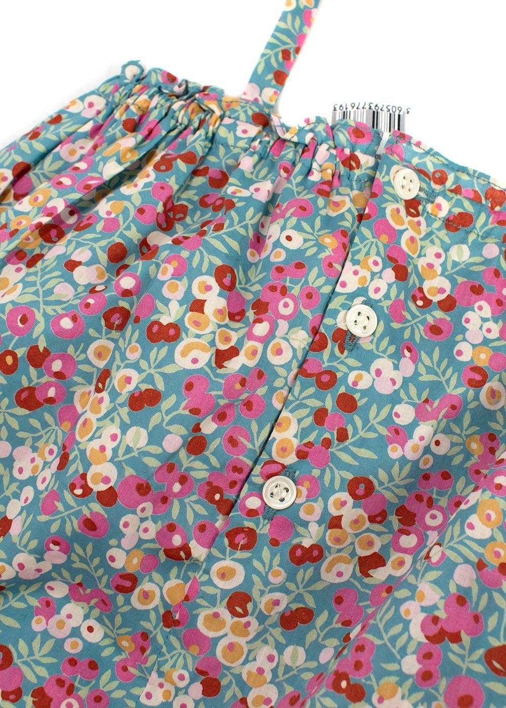 Bonpoint Baby 6m Blue Floral Overalls