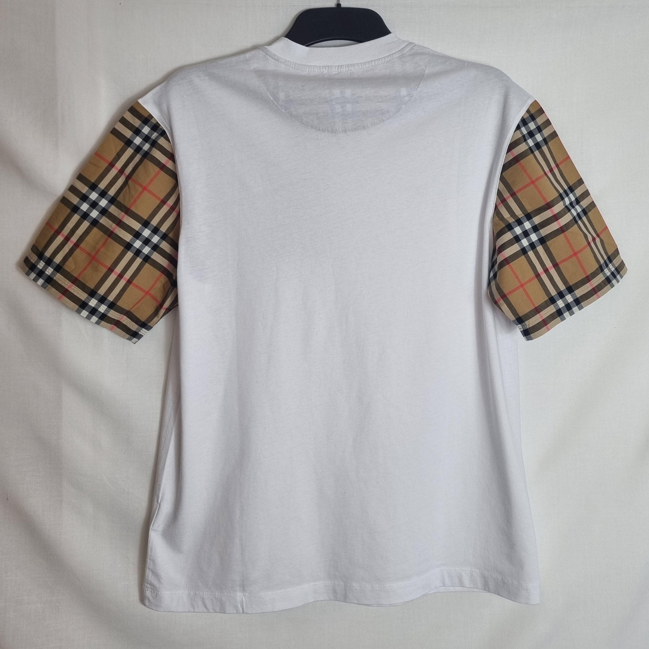White cotton jersey & vintage check Carrick oversize T-shirt