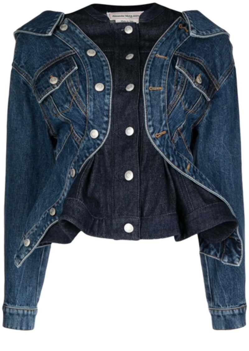 Alexander McQueen Denim Peplum Jacket