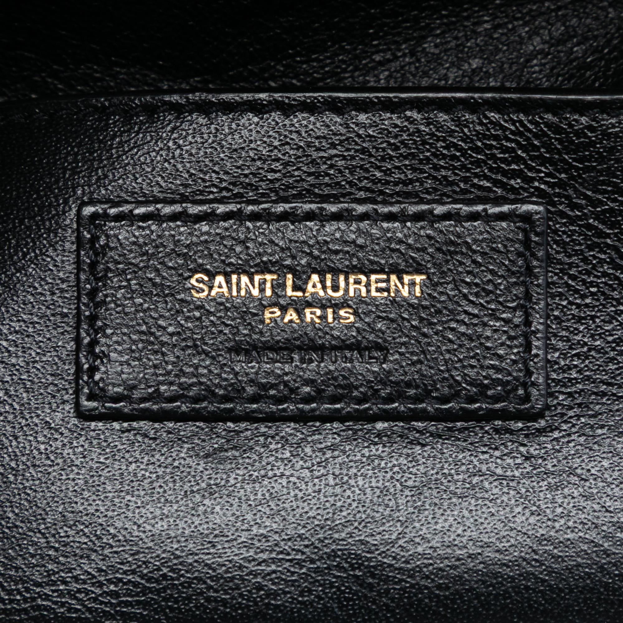Saint Laurent Black Patent Vicky Vanity Bag
