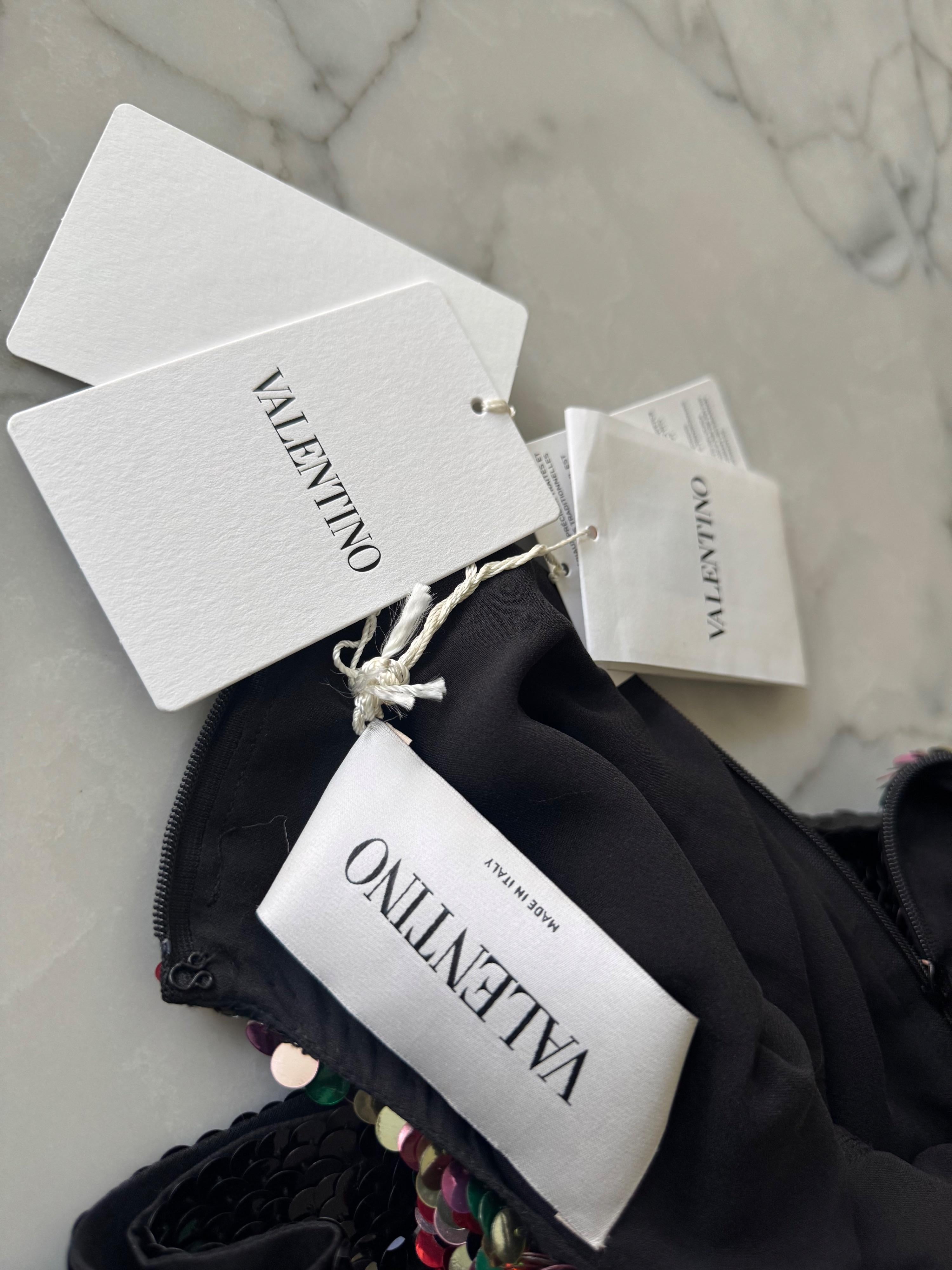 Valentino Black Sequinned Silk Chiffon Mini Dress