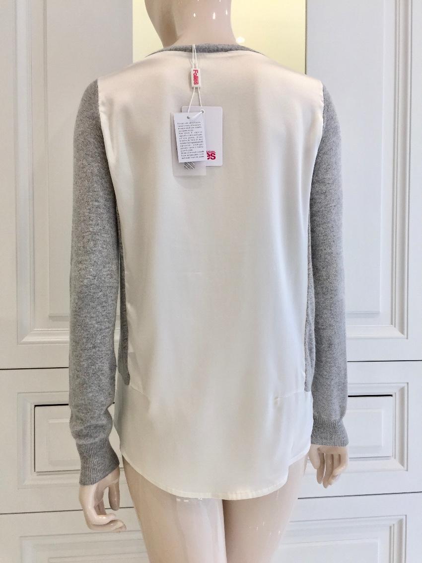 Blugirl Folies Silk New York Scene Swarovski Crystal Long Sleeve Top