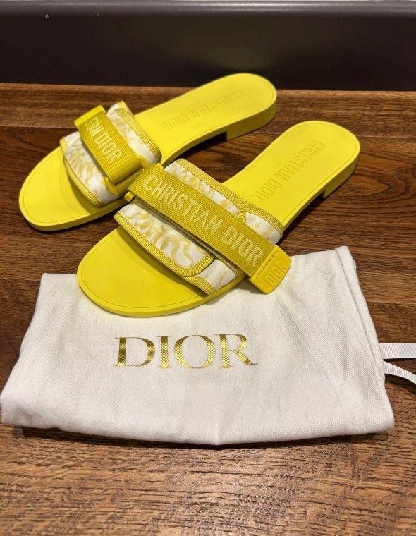 Dior Yellow Flat Beach Sandals