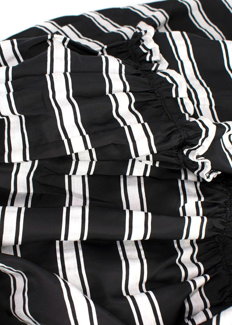 Lisa Marie Fernandez Black and White Striped Tiered Midi Skirt