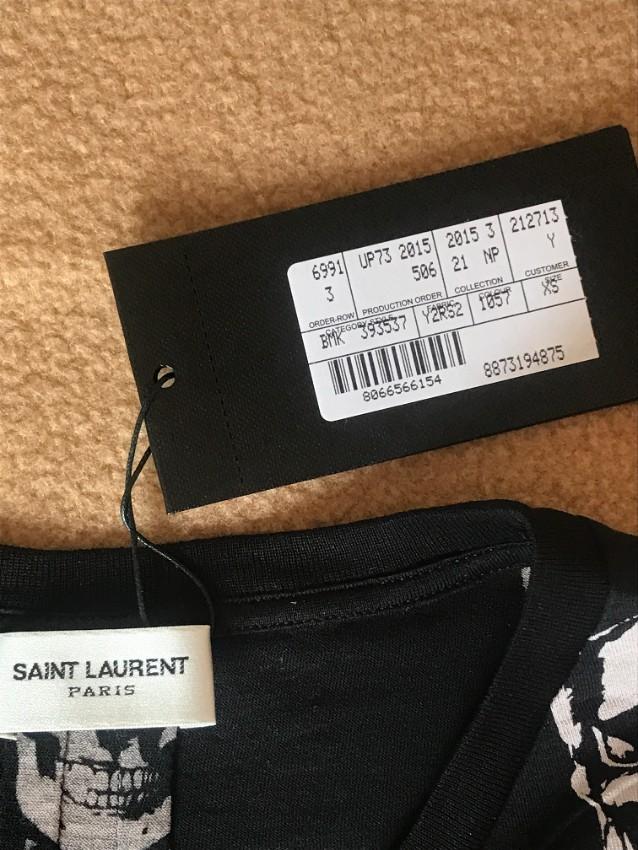 Saint Laurent Black & White Skull Print T-Shirt