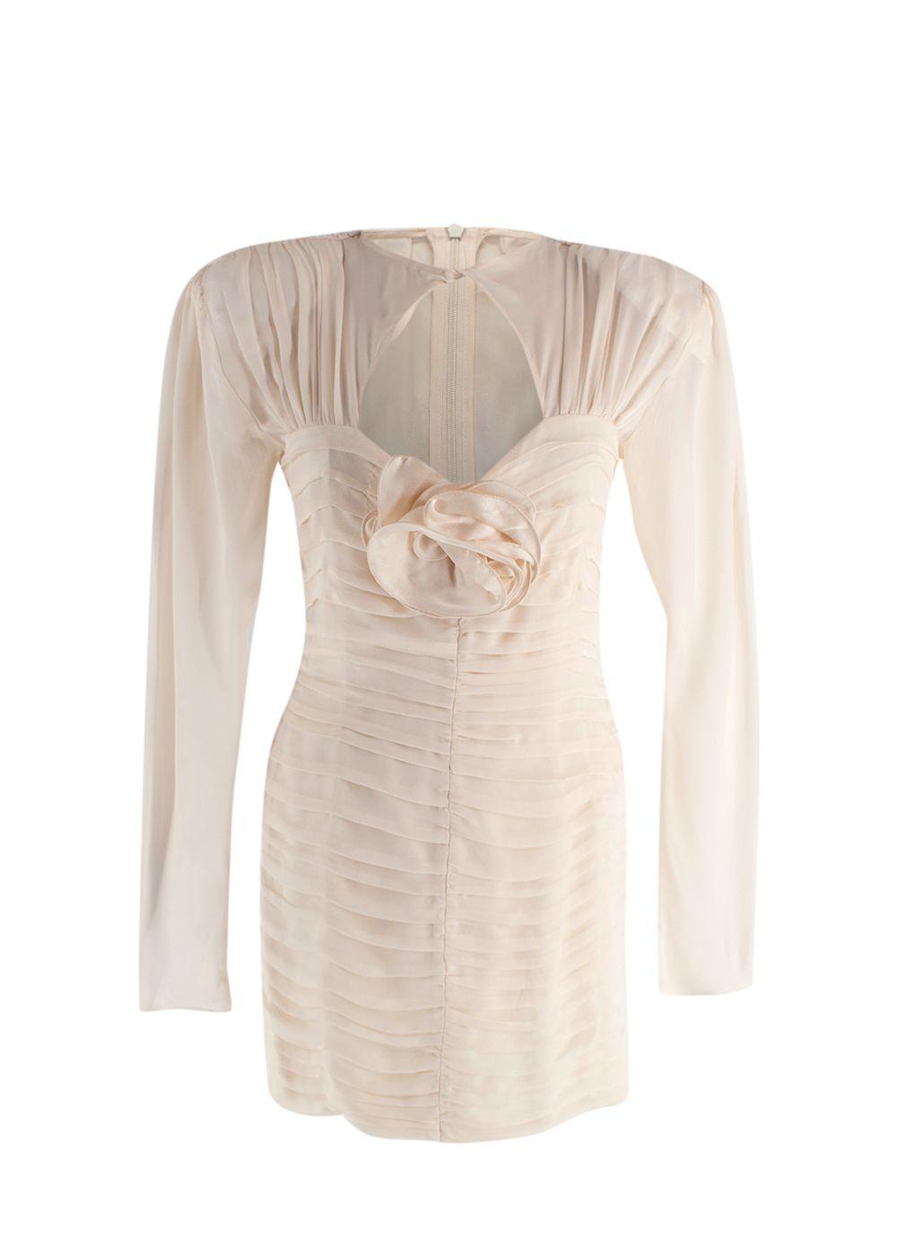 Rose Detail Silk Mini Dress