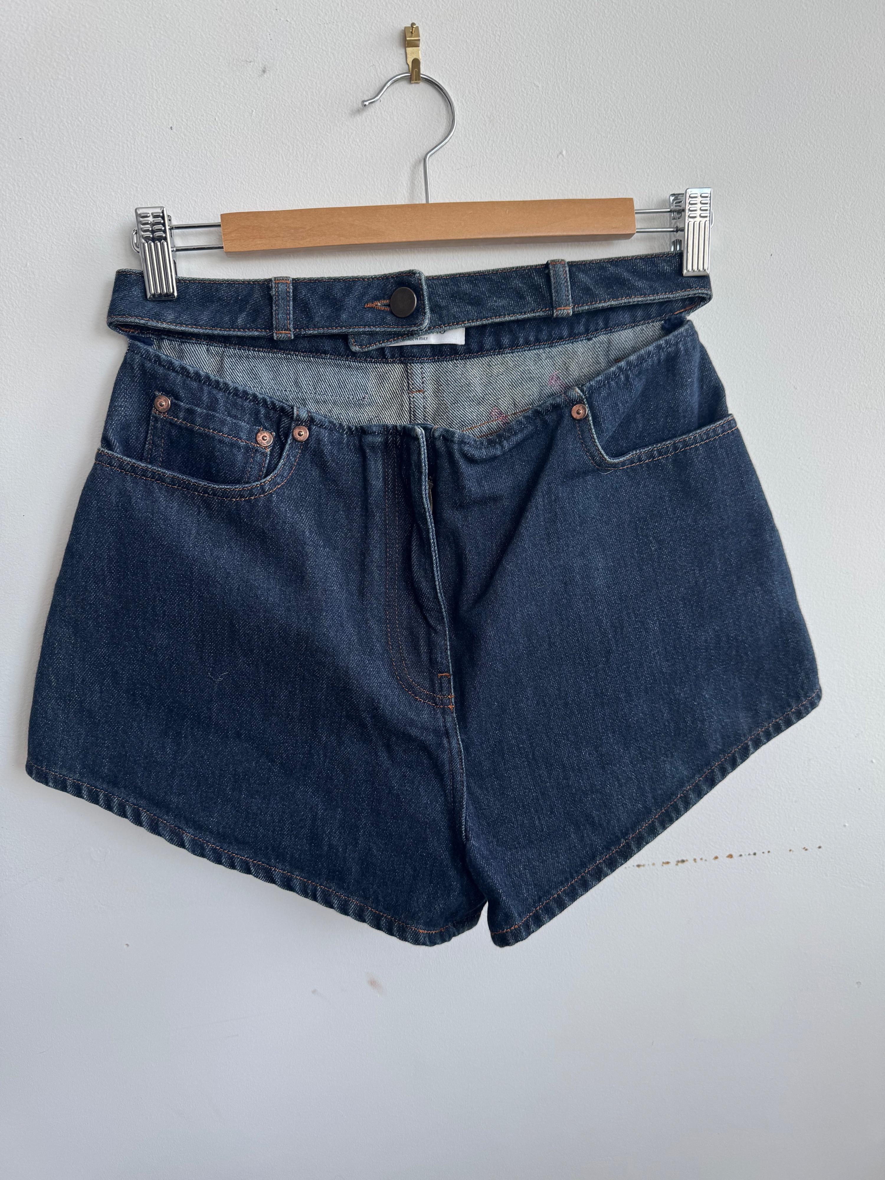 Valentino Cut Out Denim Shorts