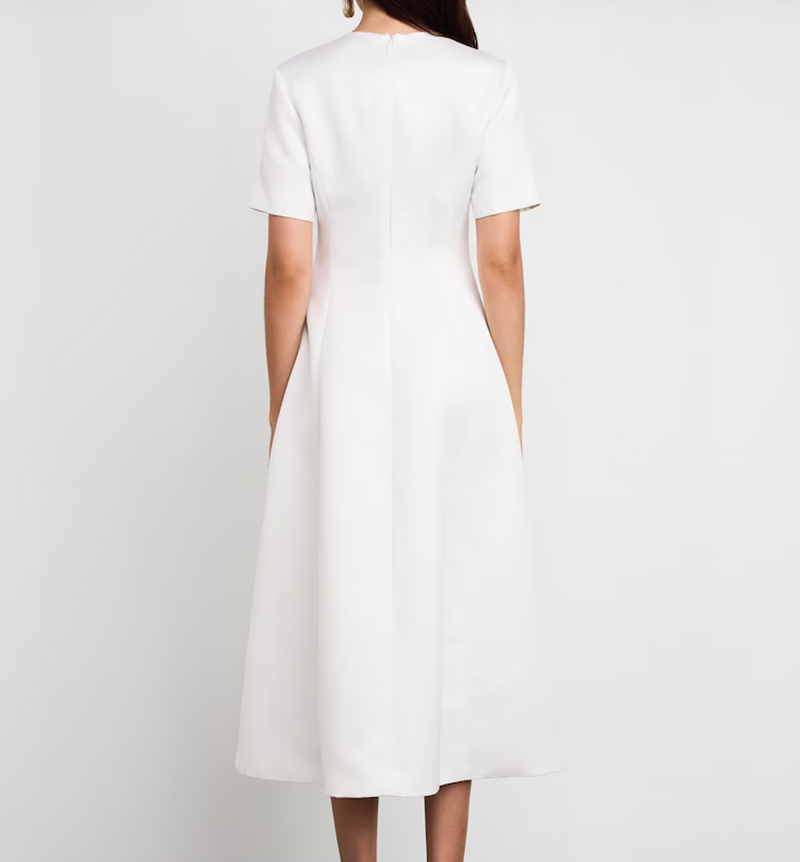LEO LIN Satin Floral Caroline Midi Dress
