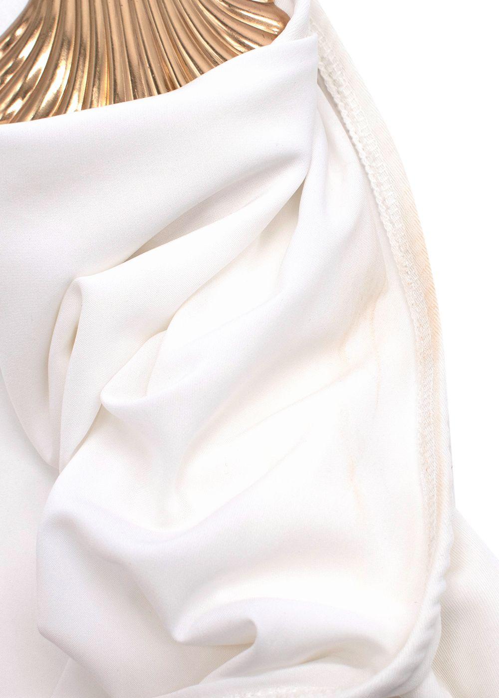 Elena Makri White One Shoulder Maxi Dress with Gold Shell Detail