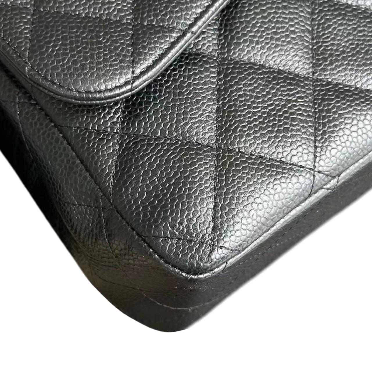 Chanel Black Caviar Leather Jumbo Single Flap Bag