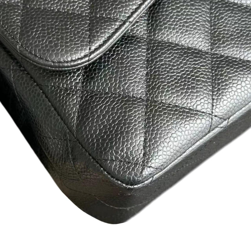 Chanel Black Caviar Leather Jumbo Single Flap Bag