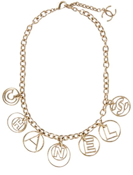 Chanel Gold Tone Letter Necklace