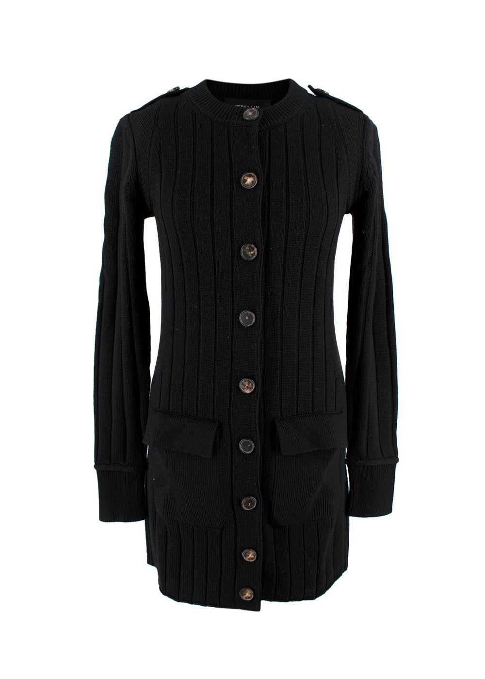 Derek Lam Black Ribbed Knitted Longline Cardigan
