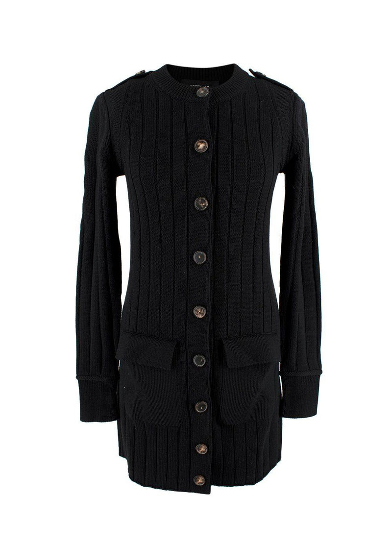 Derek Lam Black Ribbed Knitted Longline Cardigan
