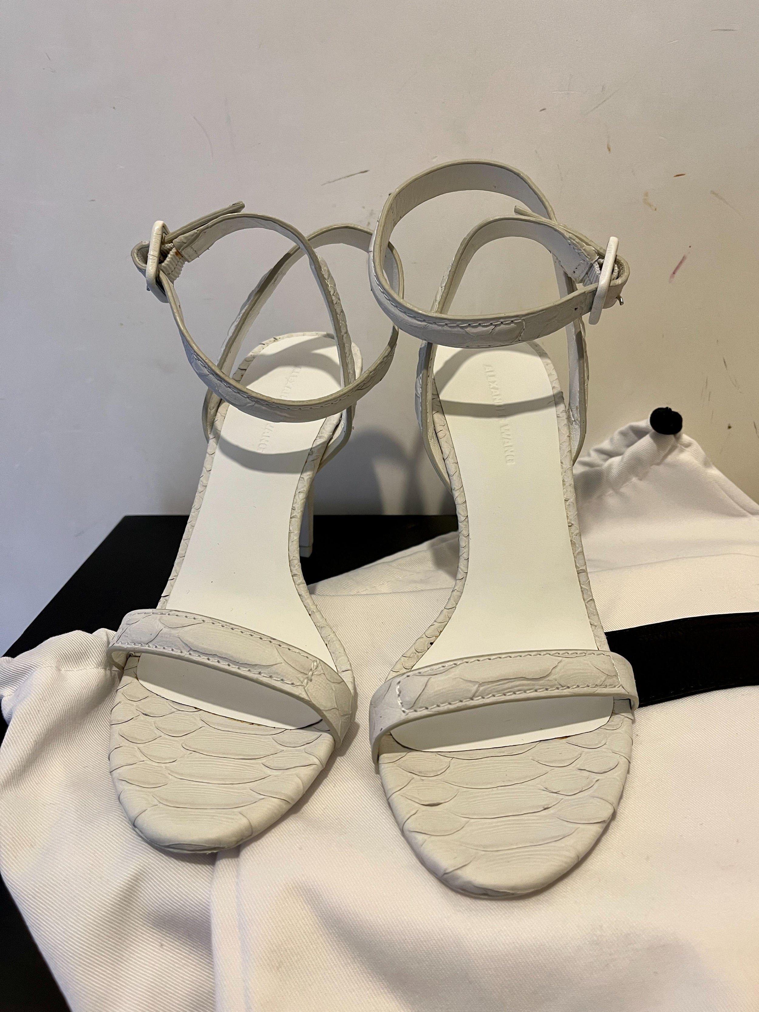 Antonia White Python Embossed Sandals