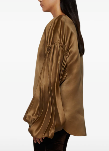 Khaite Quico Pleat-Detail Silk Blouse