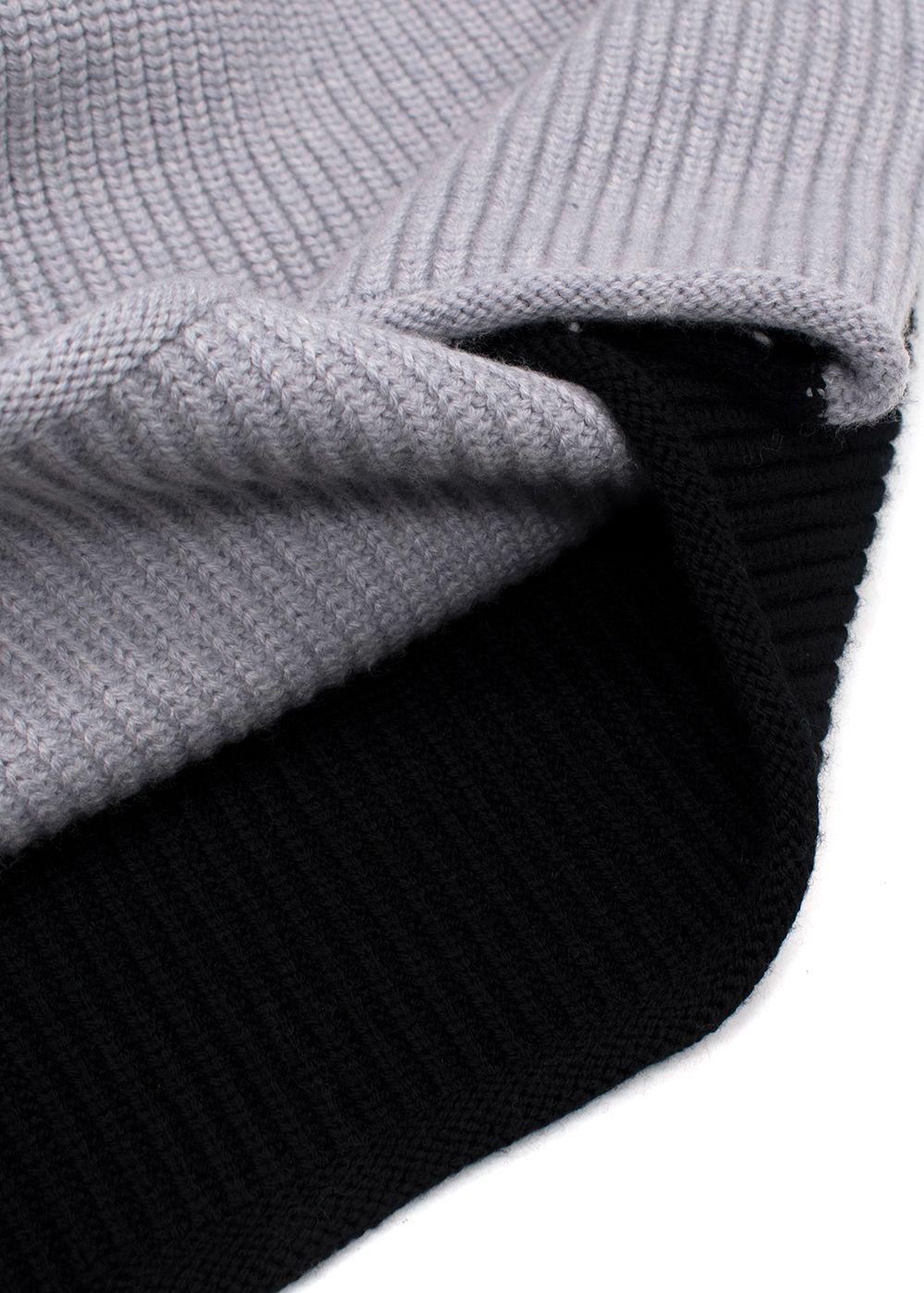 Victoria Beckham Grey Tricolour High Neck Wool Jumper