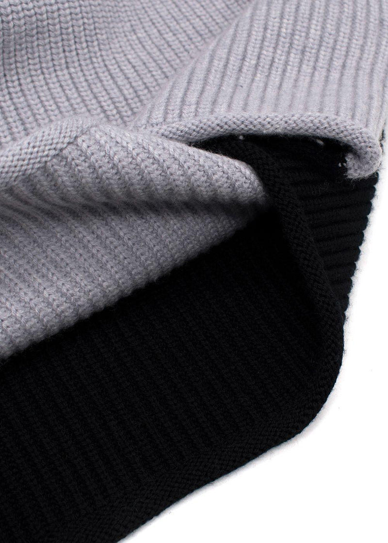 Victoria Beckham Grey Tricolour High Neck Wool Jumper