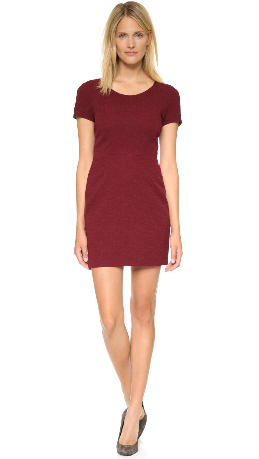 THE KOOPLES Burgundy Brocade Shift Dress