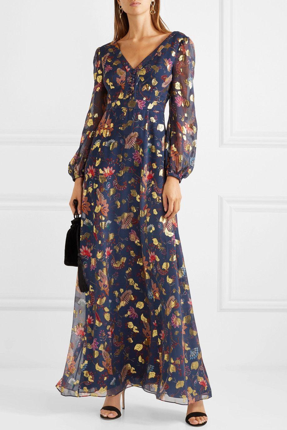 Annabel fil coupé silk-blend maxi dress.