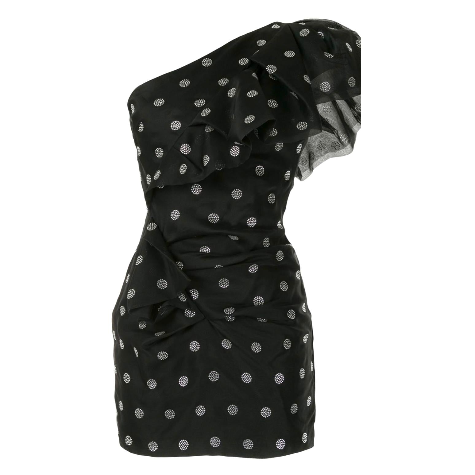 Alexandre Vauthier crystal polka-dot asymmetric mini dress