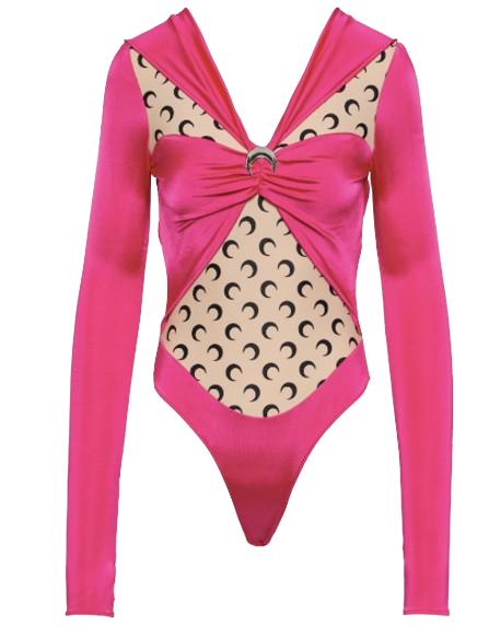 Marine Serre Pink Regenerated Jersey Bodysuit