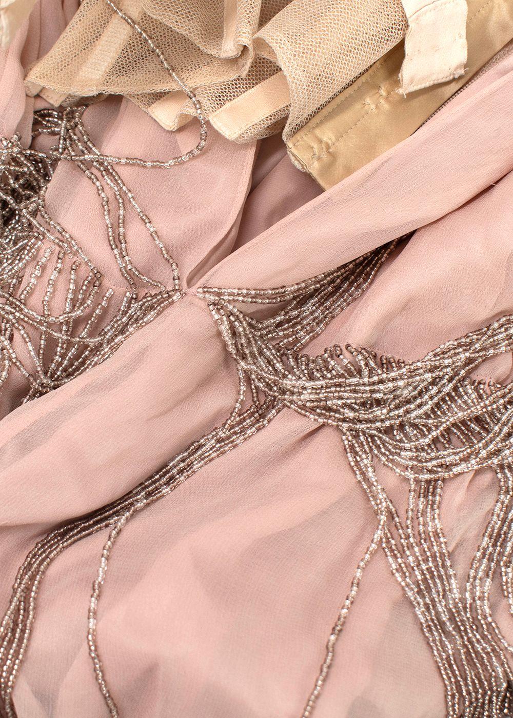 Jenny Packham Beaded Layered Dusky Pink Mini Dress