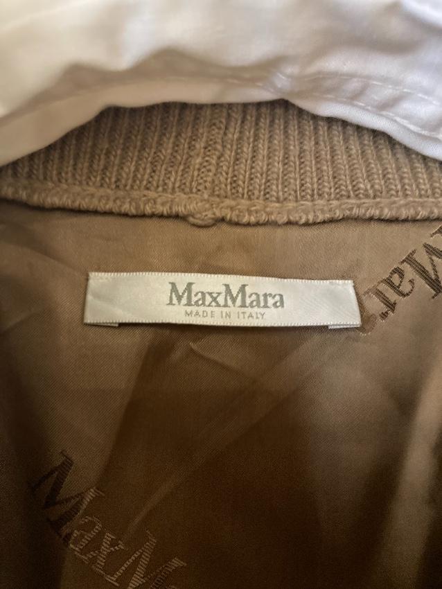 MaxMara Camel Leather Trimmed Wool & Cashmere jacket