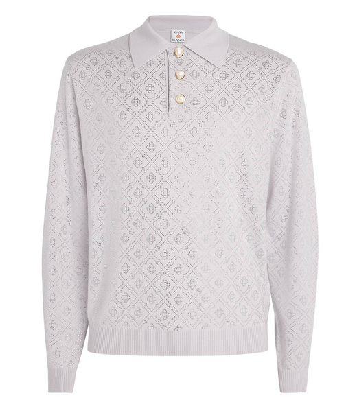 Casablanca Grey Merino Wool Polo Shirt