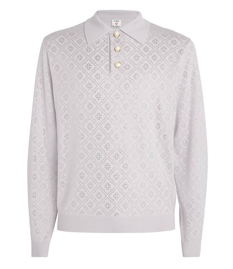 Casablanca Grey Merino Wool Polo Shirt