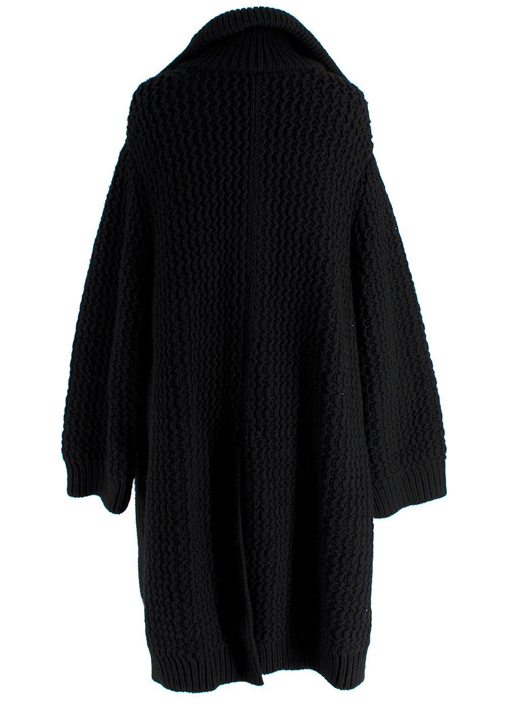 Chanel Black Longline Wool Cardigan with Embellished Button Detail