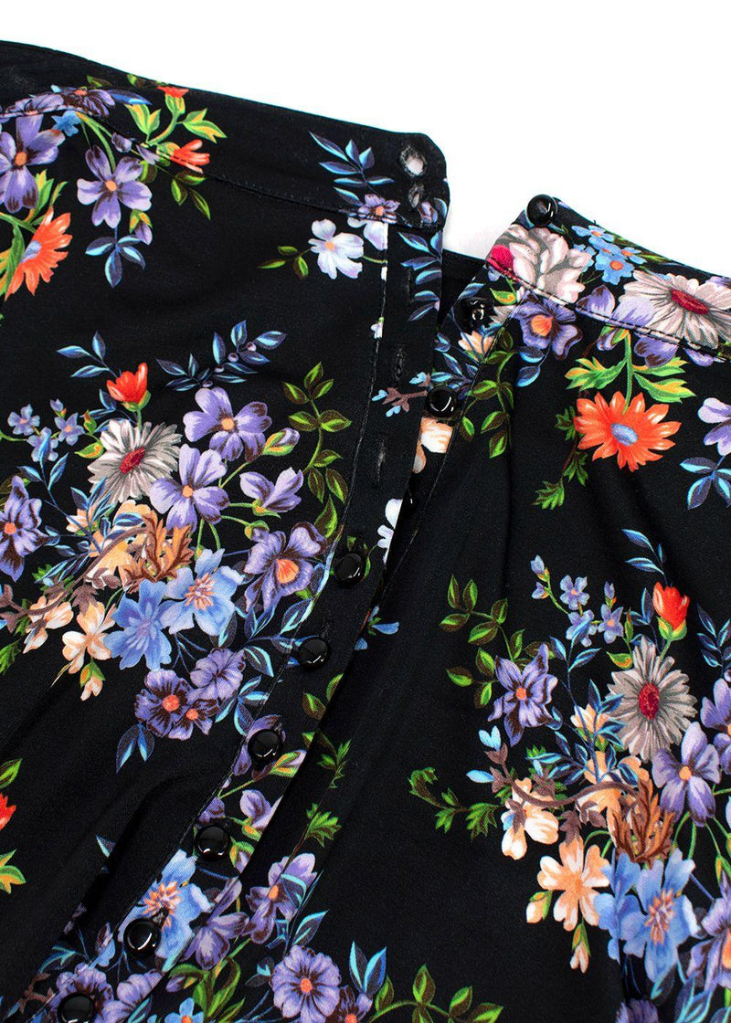 Paco Rabanne Black Floral Asymmetric Hem Skirt