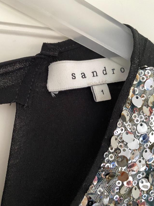 Sandro Sequin Embellished Sheer Tie Back Sleeveless Top