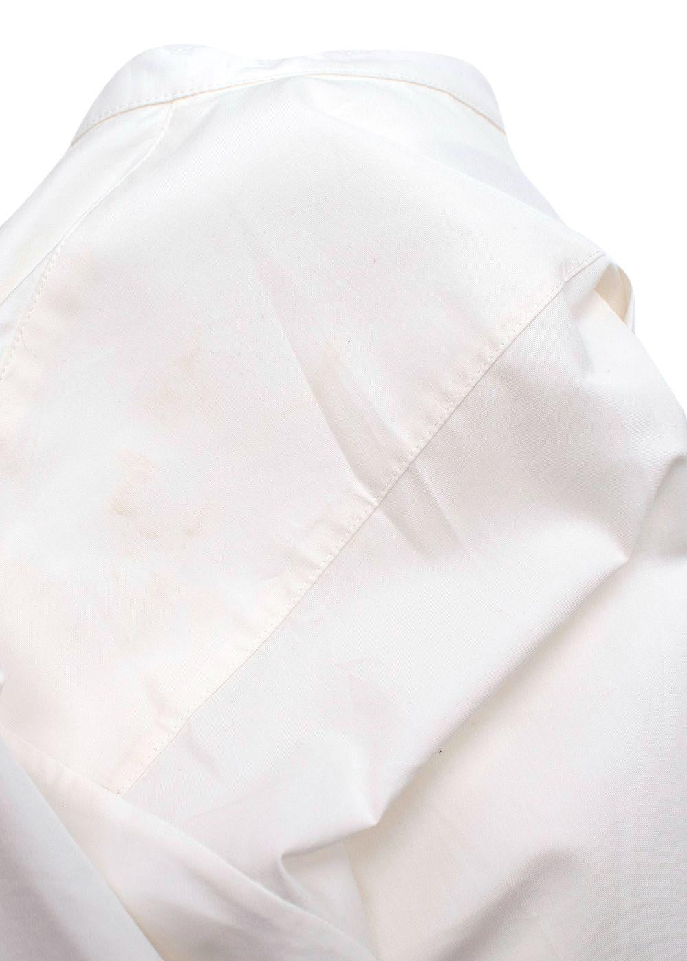 Dior White Floral Embroidered Collarless Shirt