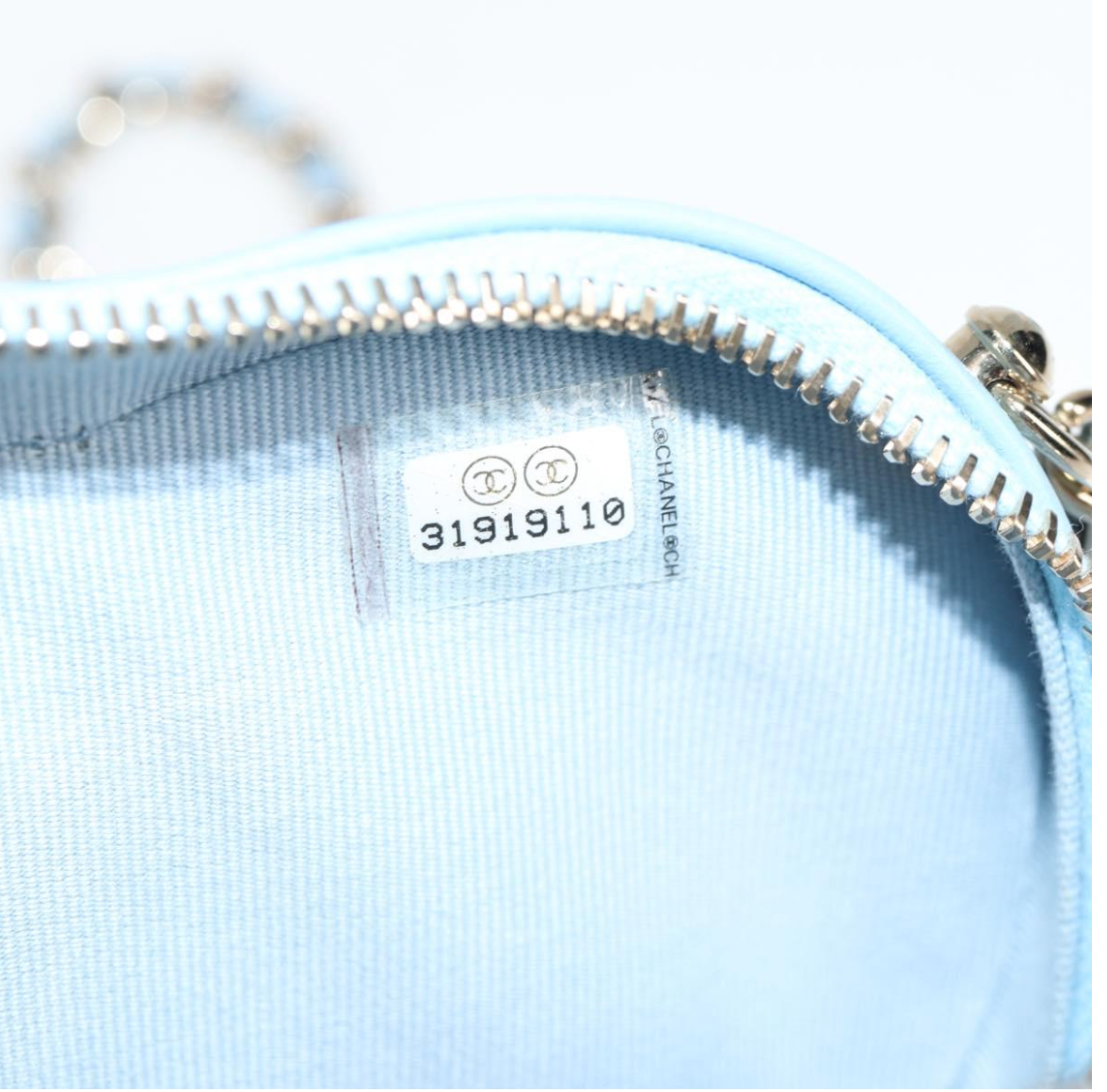 Chanel Pale Blue Quilted Leather Heart Crossbody Bag