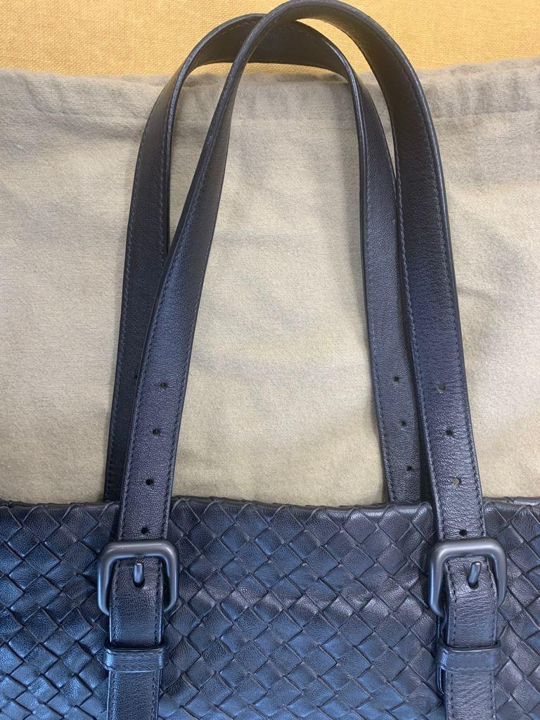 Bottega Veneta Blue Intrecciato Leather Shoulder Bag