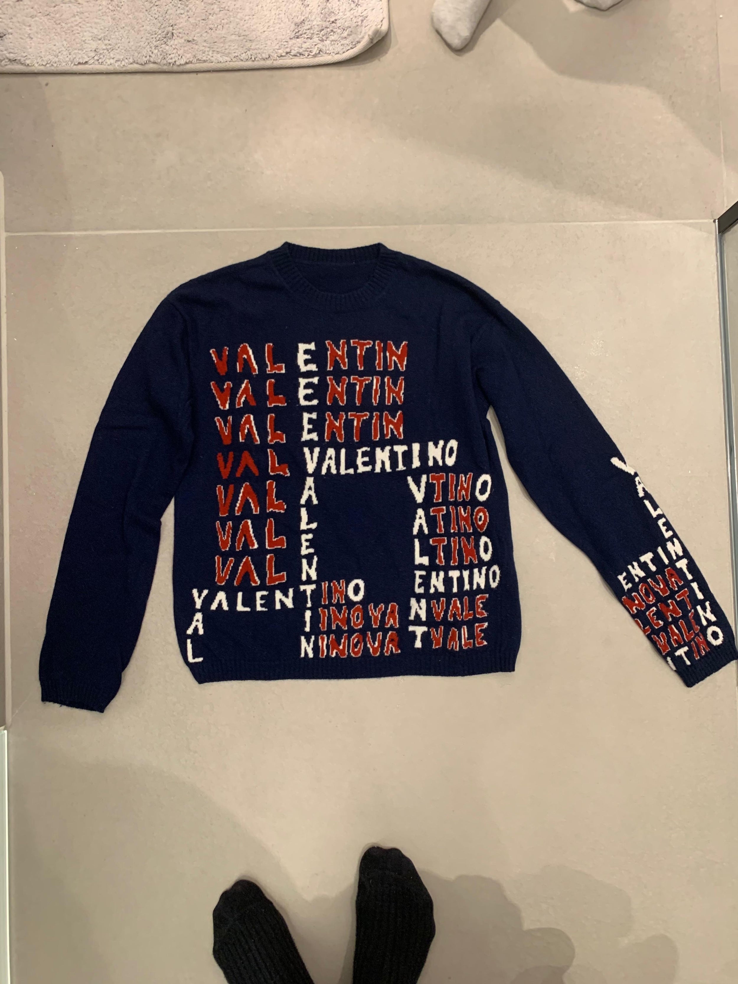 Logo Intarsia Blue Cashmere & Wool Jumper