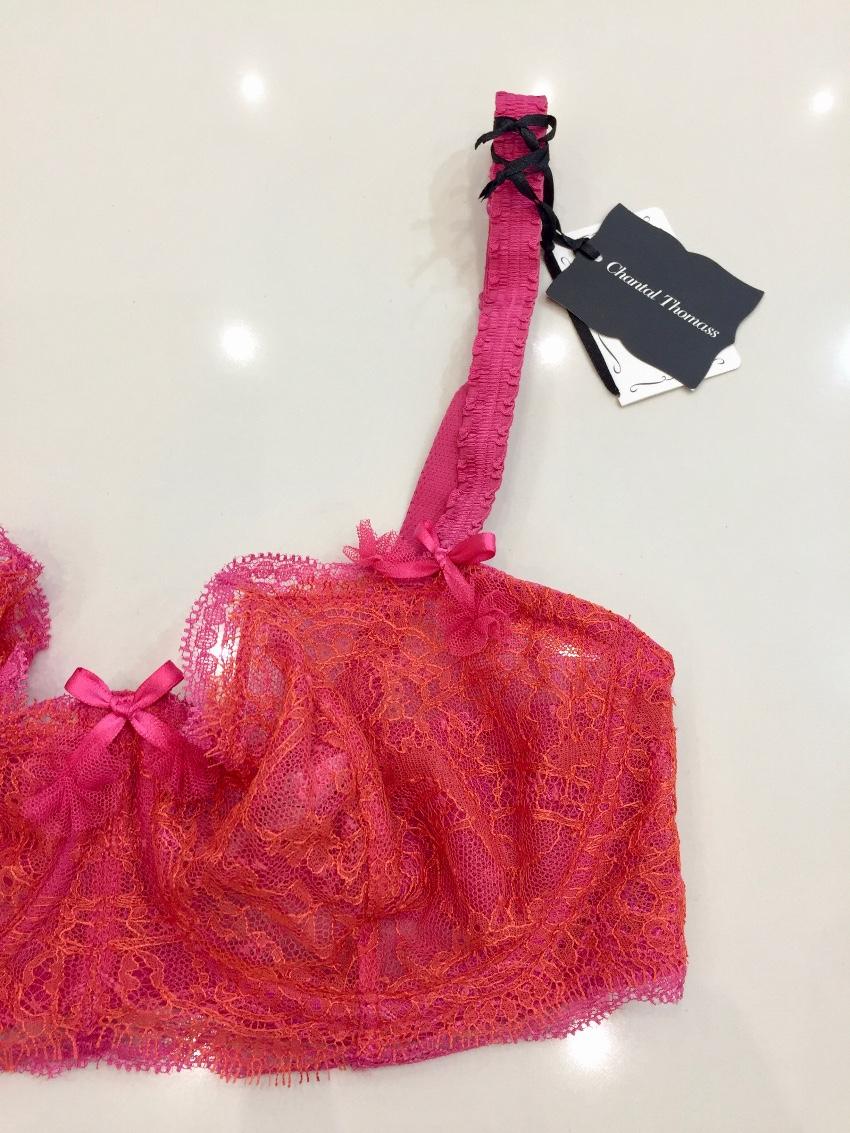 Chantal Thomass Fuchsia Pink & Orange Calais Leavers Lace Half Cup Bra