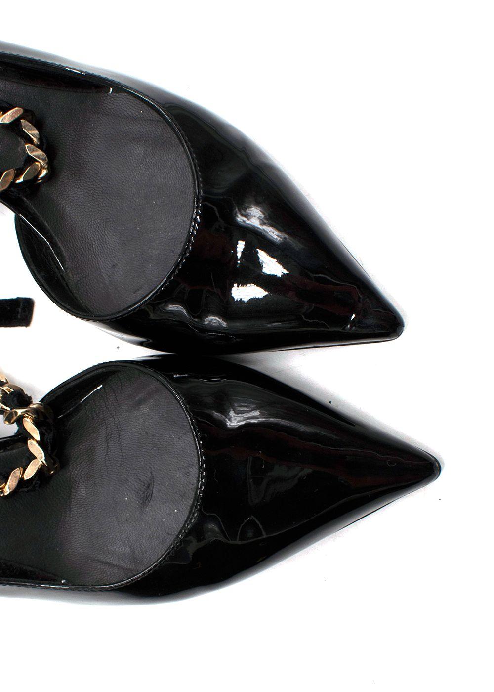 Burberry Black Patent Leather Slingback Pumps