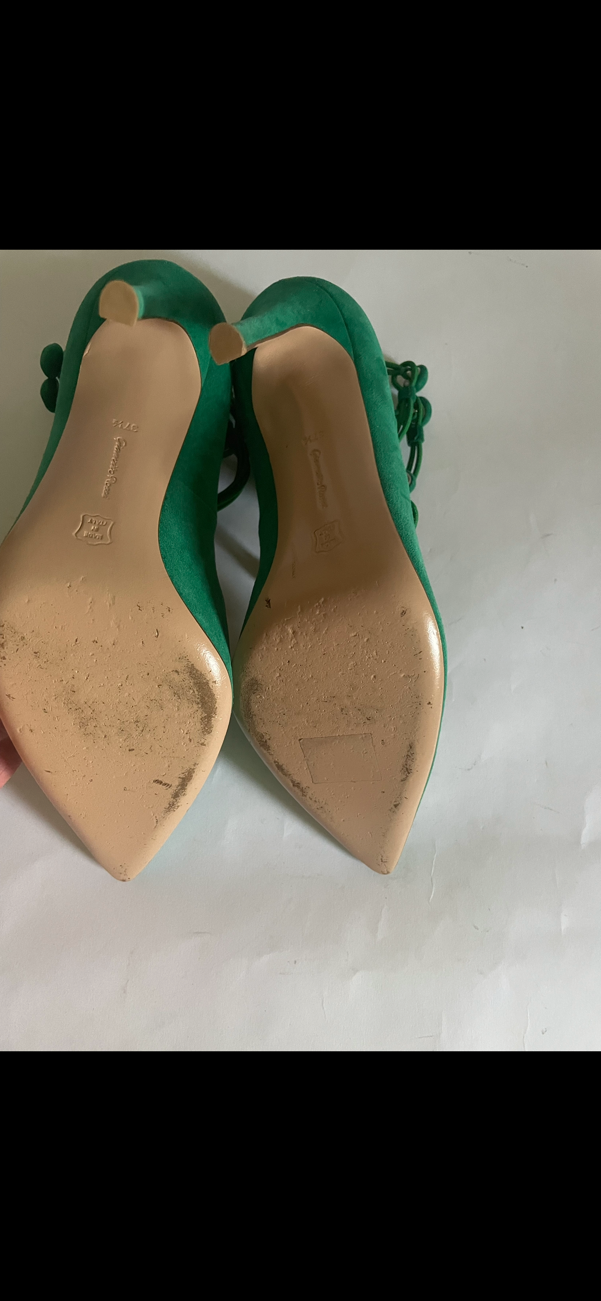 Green Suede Marquis Pumps
