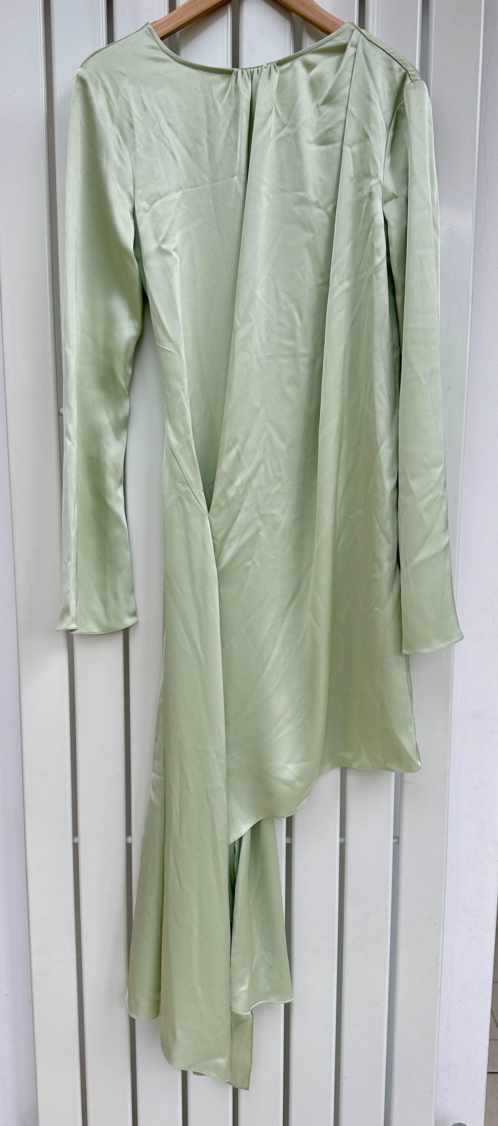 JW Anderson Green Satin Asymmetric Mini Dress
