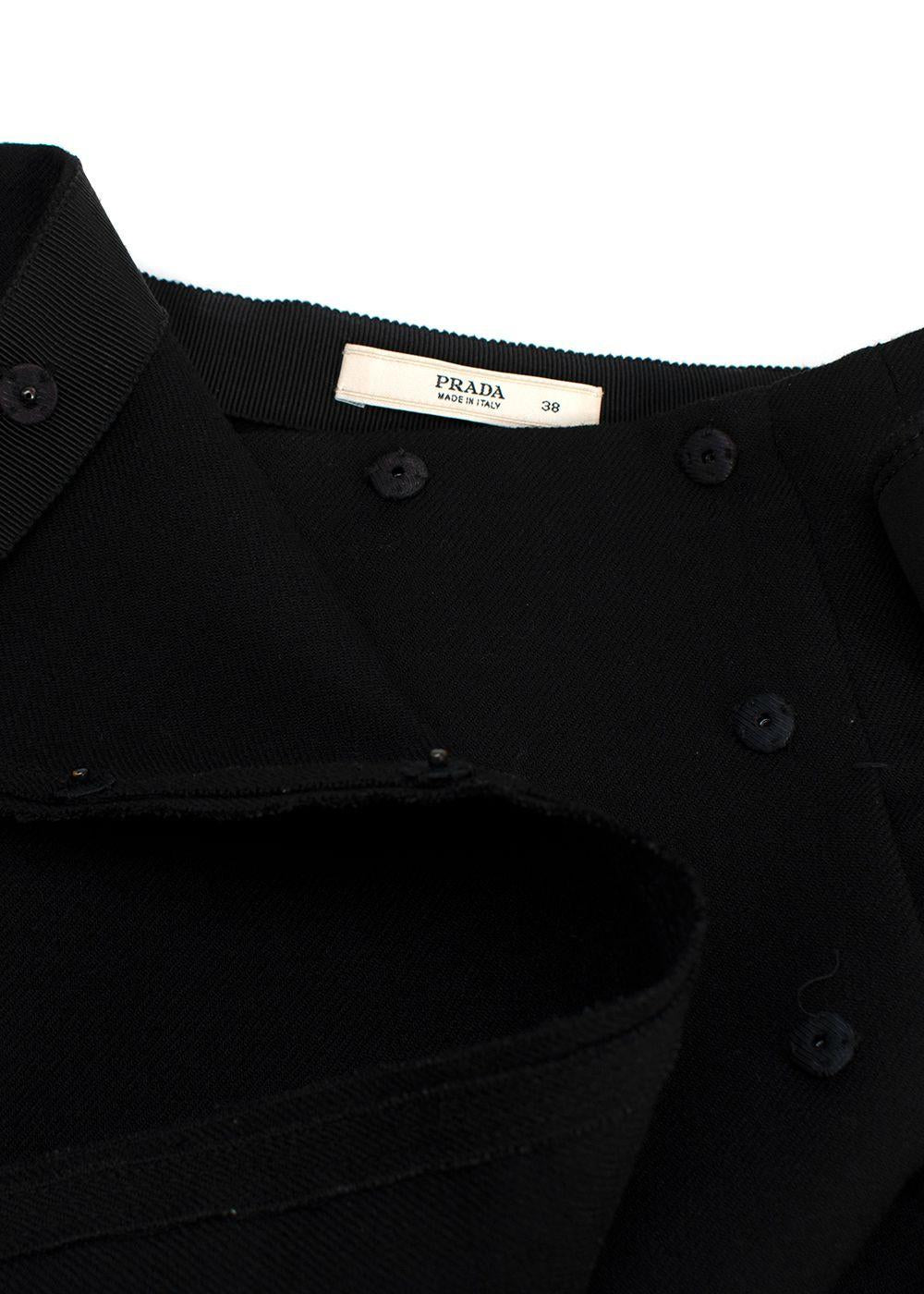 Prada Black Raw Edge Belted Mini Skirt