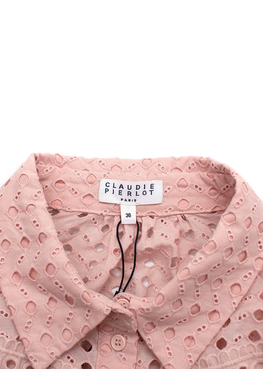 Claudie Pierlot Pink Broidere Anglaise Button Through Shirt