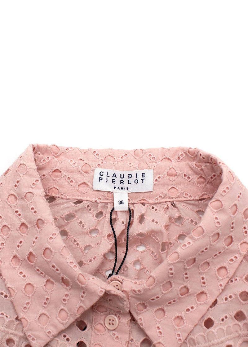 Claudie Pierlot Pink Broidere Anglaise Button Through Shirt