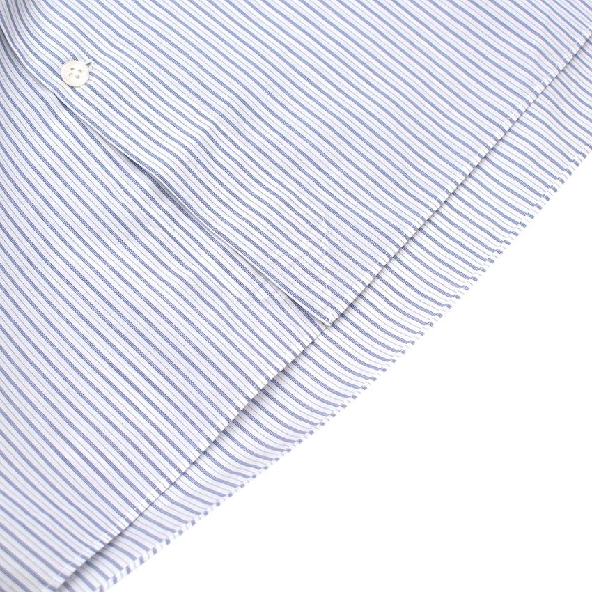 Emanuele Maffeis White & Blue Striped Cotton Tailored Shirt