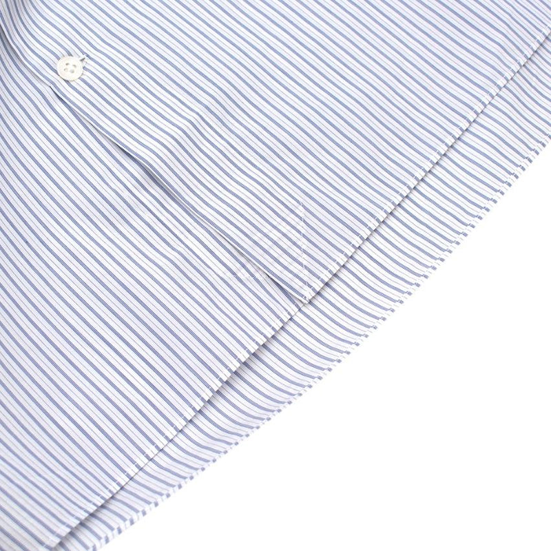 Emanuele Maffeis White & Blue Striped Cotton Tailored Shirt