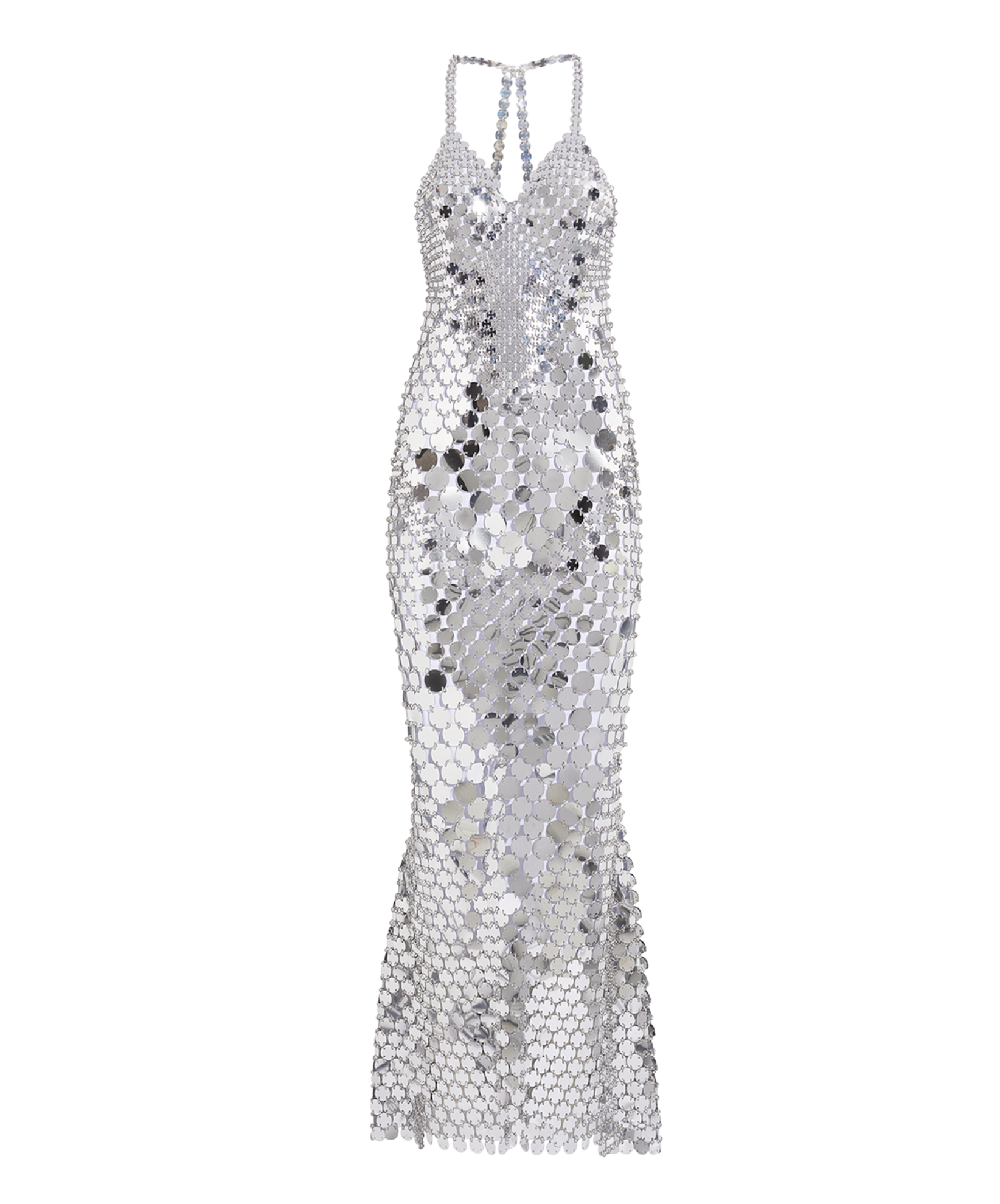 Paco Rabanne Sequin Embellished V-Neck Maxi Dress