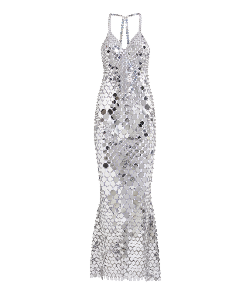 Paco Rabanne Sequin Embellished V-Neck Maxi Dress