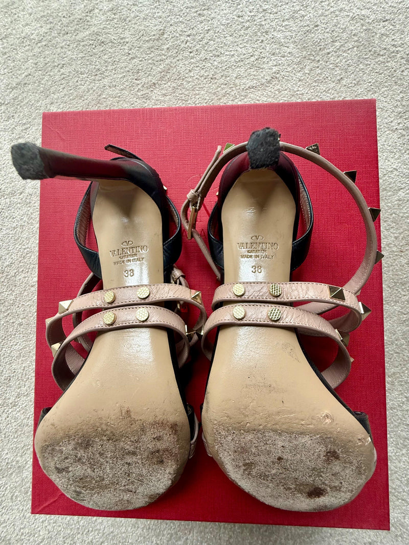 Black/Nude Rockstud Sandals